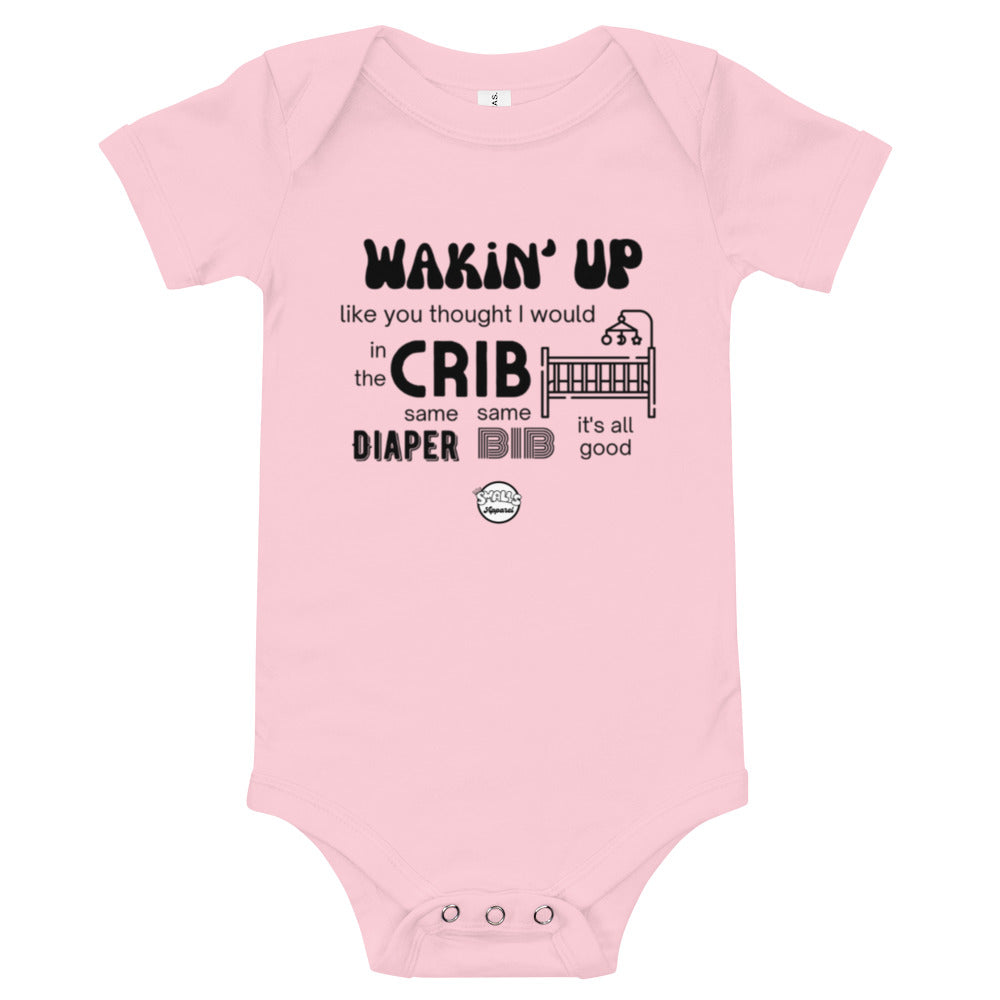 Baby short sleeve 'in the Crib' one piece